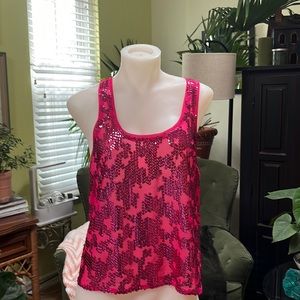 Magenta sequined tank top